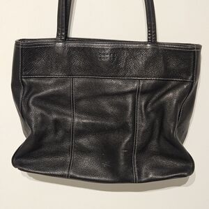 Liz Claiborne Crazy Horse Black Leather Tote